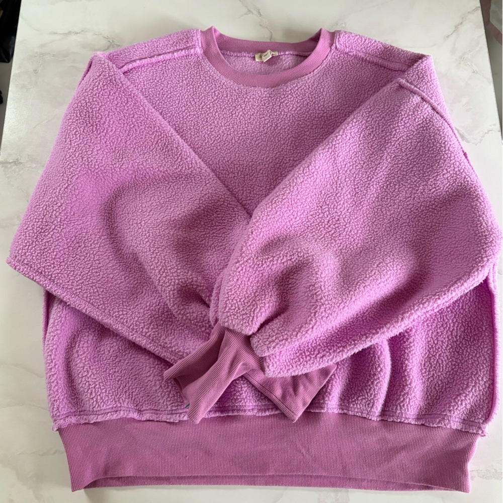 Pilcro by Anthropologie Purple Sherpa Crewneck Sweater